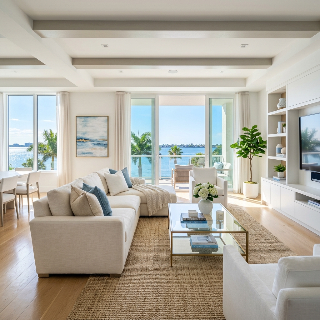 A bright, freshly cleaned Sarasota living room